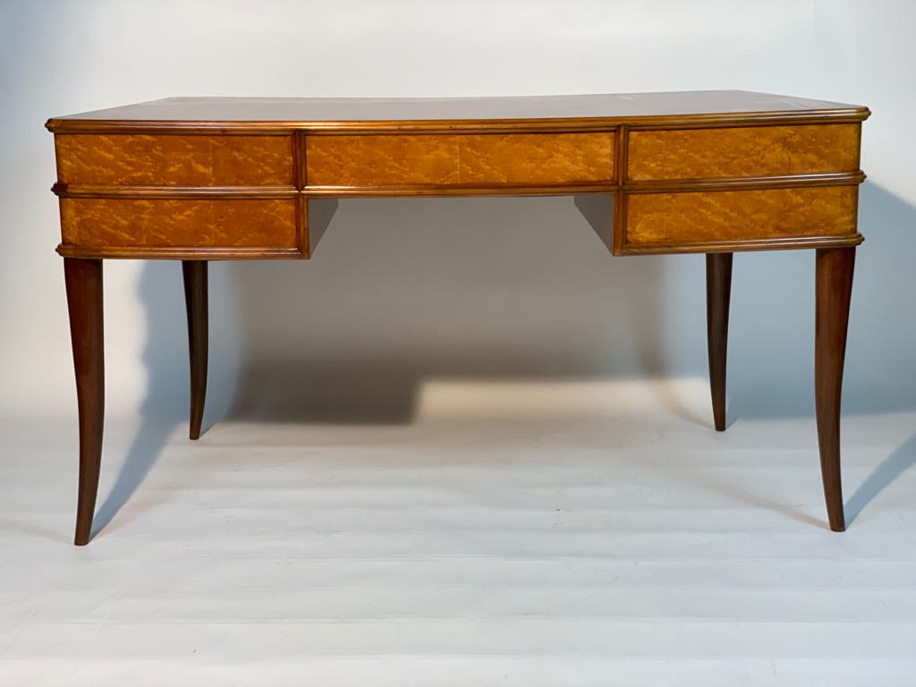 Mid Century Italian Curved Five Drawers Writing Desk In Good Condition In Firenze, Toscana