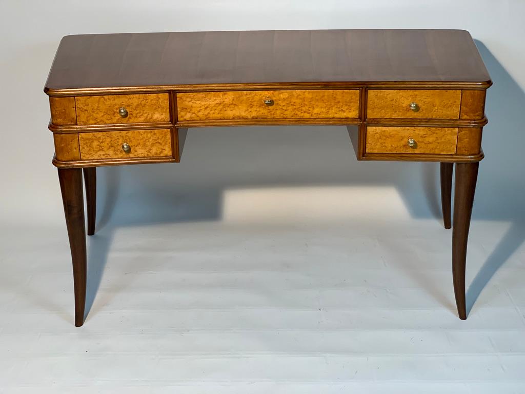 Mid-20th Century Mid Century Italian Curved Five Drawers Writing Desk