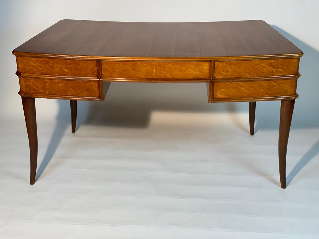 Mid Century Italian Curved Five Drawers Writing Desk 1