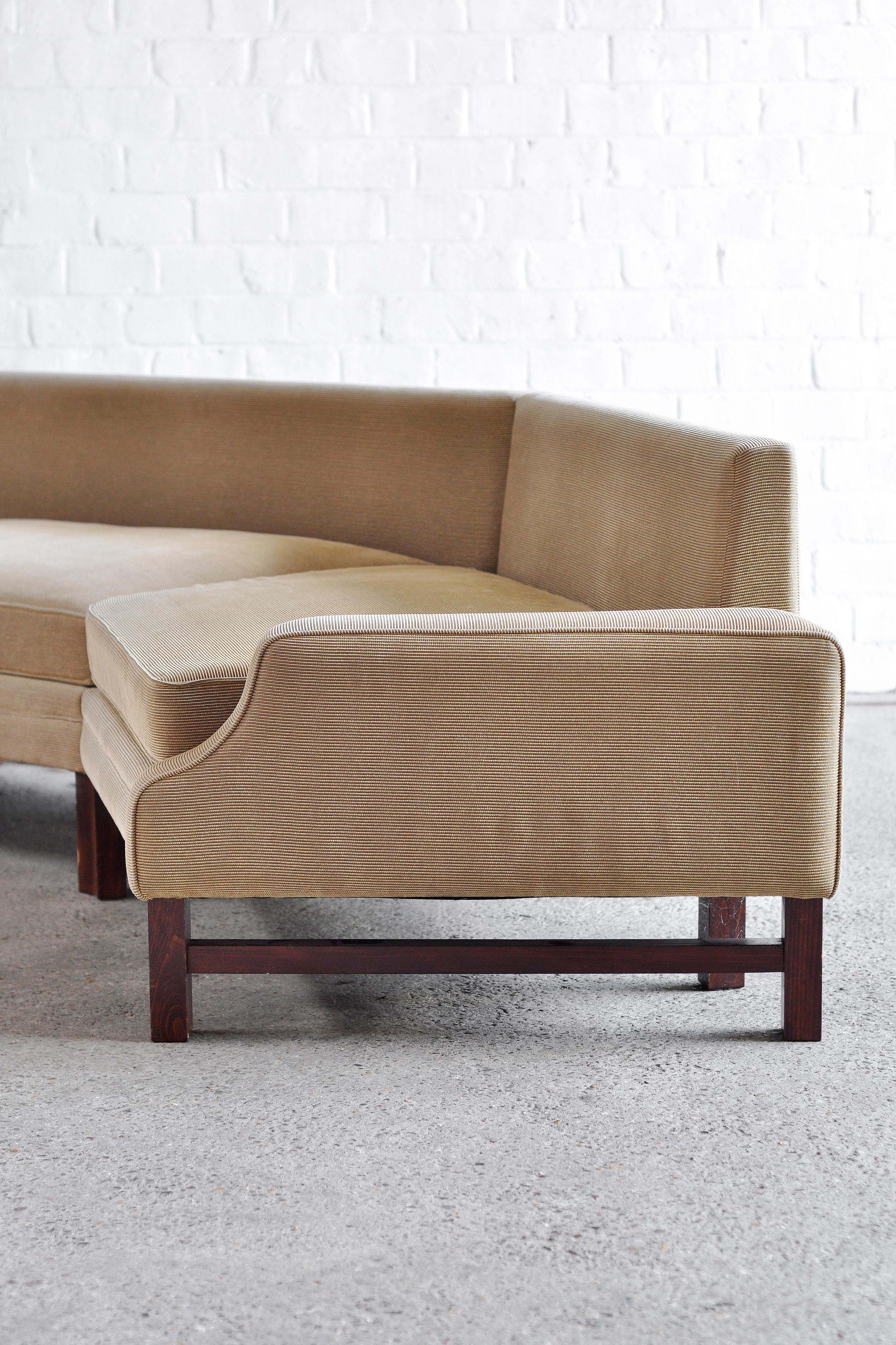 Cotton Mid-century Italian Curved Sectional Sofa, 1970s