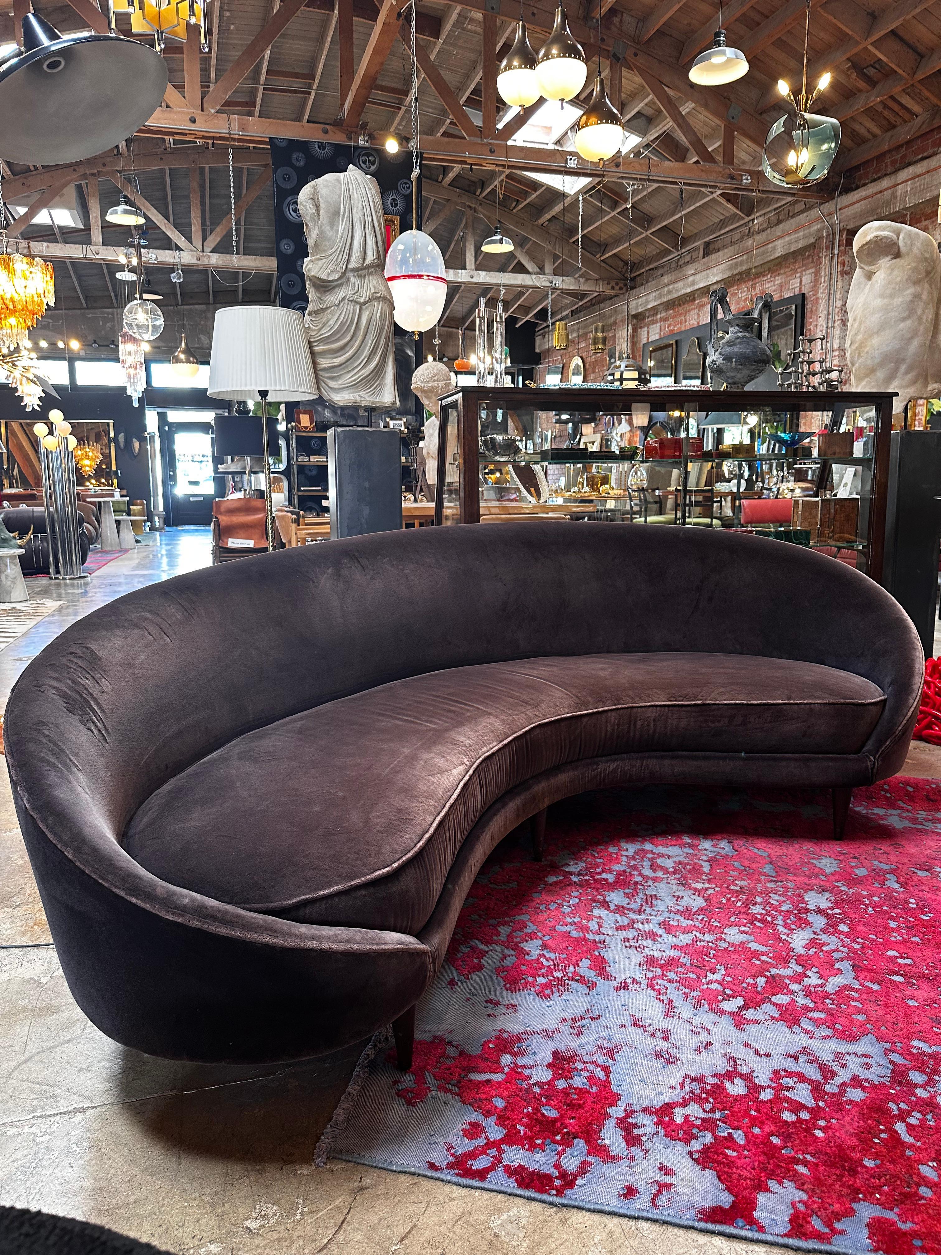 Mid Century Italian Curved Sofa In Style of Federico Munari 1960s For Sale 1