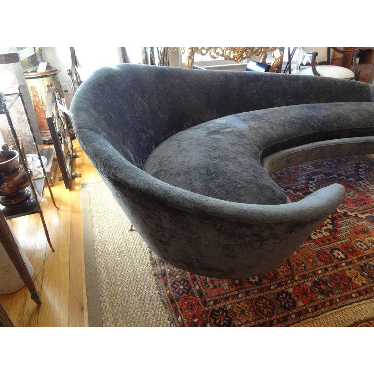 Mid-Century Modern Italian Modern Curved Sofa with Brass Legs Attributed to Federico Munari For Sale