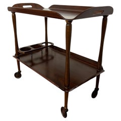 Mitte des Jahrhunderts Italienisch geschwungene Wood Bar Cart, Messing Zubehör 1950er Jahre