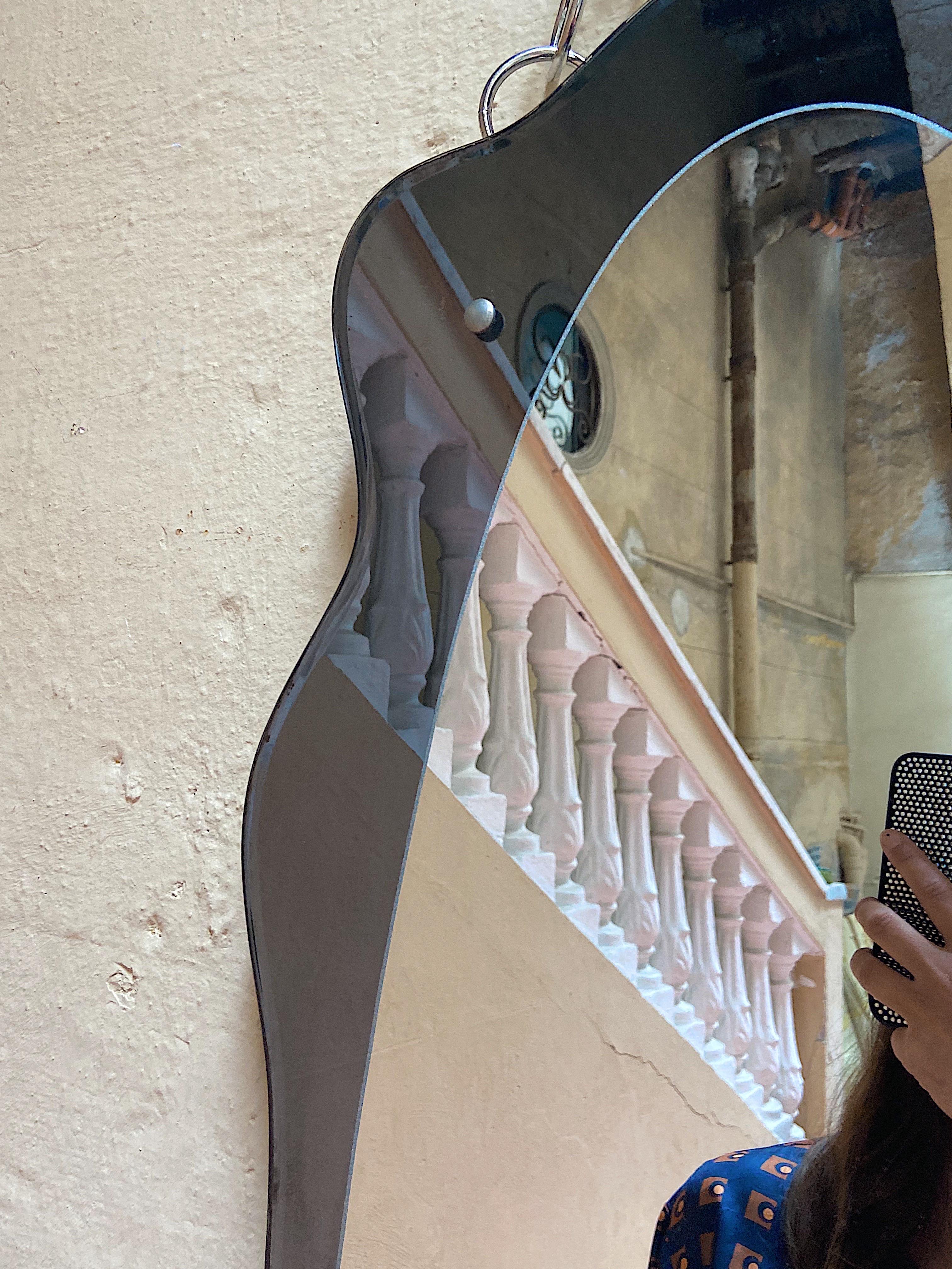Miroir mural italien incurvé Cristal Arte du milieu du siècle dernier en vente 1