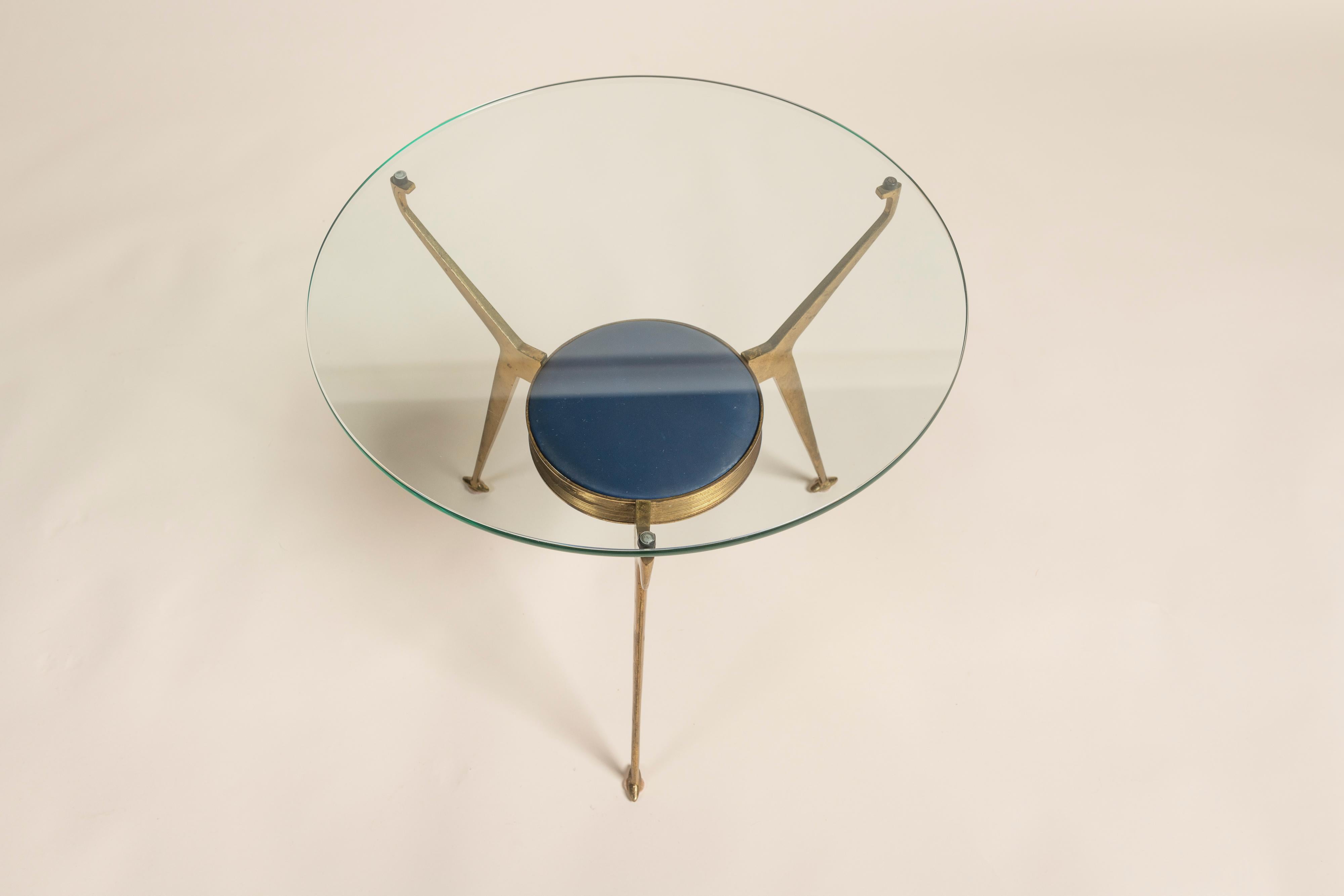 Mid Century Italian Cut Crystal & Brass Tiered Coffee/Cocktail Table, 1950s In Good Condition In San Francisco, CA