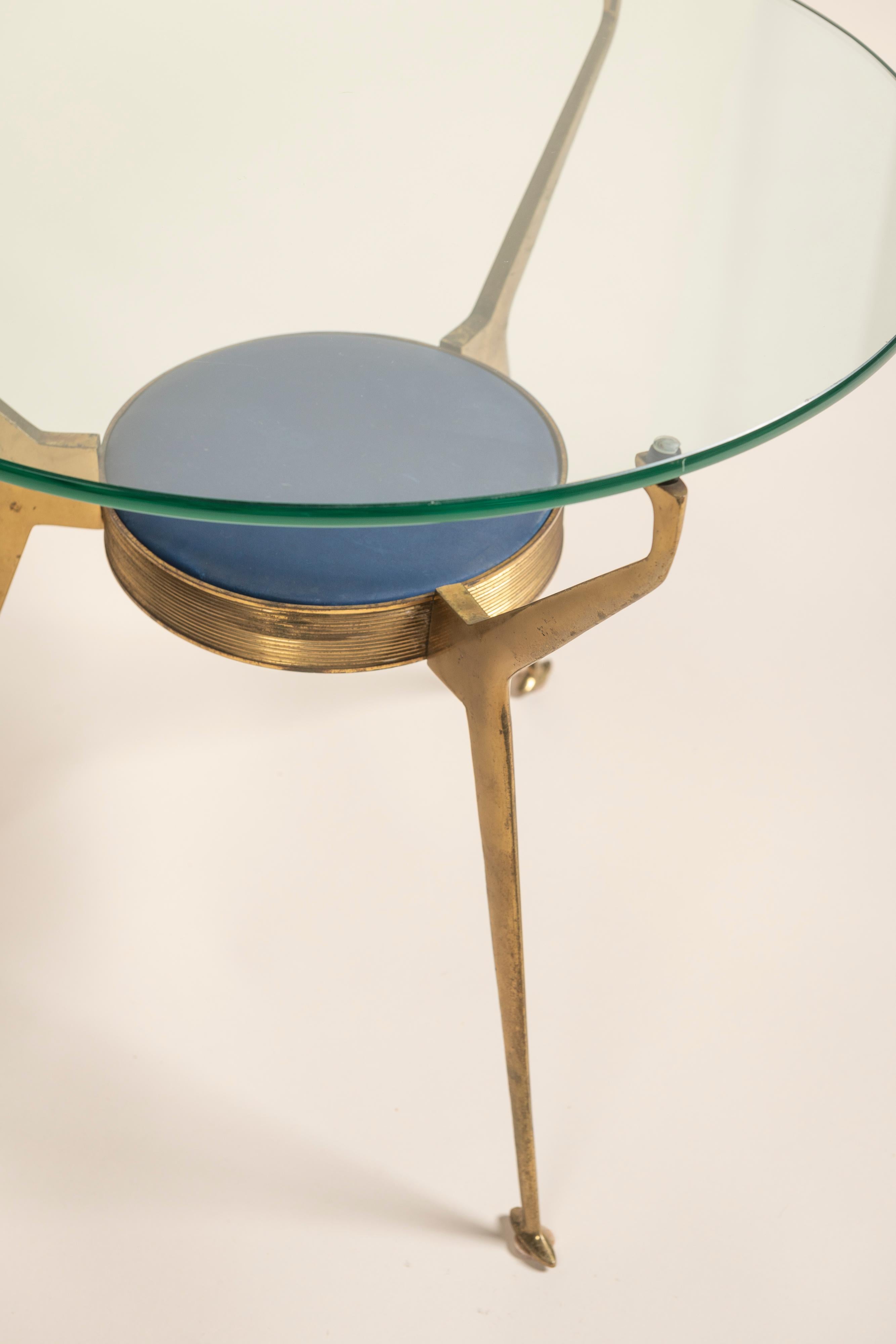 Mid-20th Century Mid Century Italian Cut Crystal & Brass Tiered Coffee/Cocktail Table, 1950s