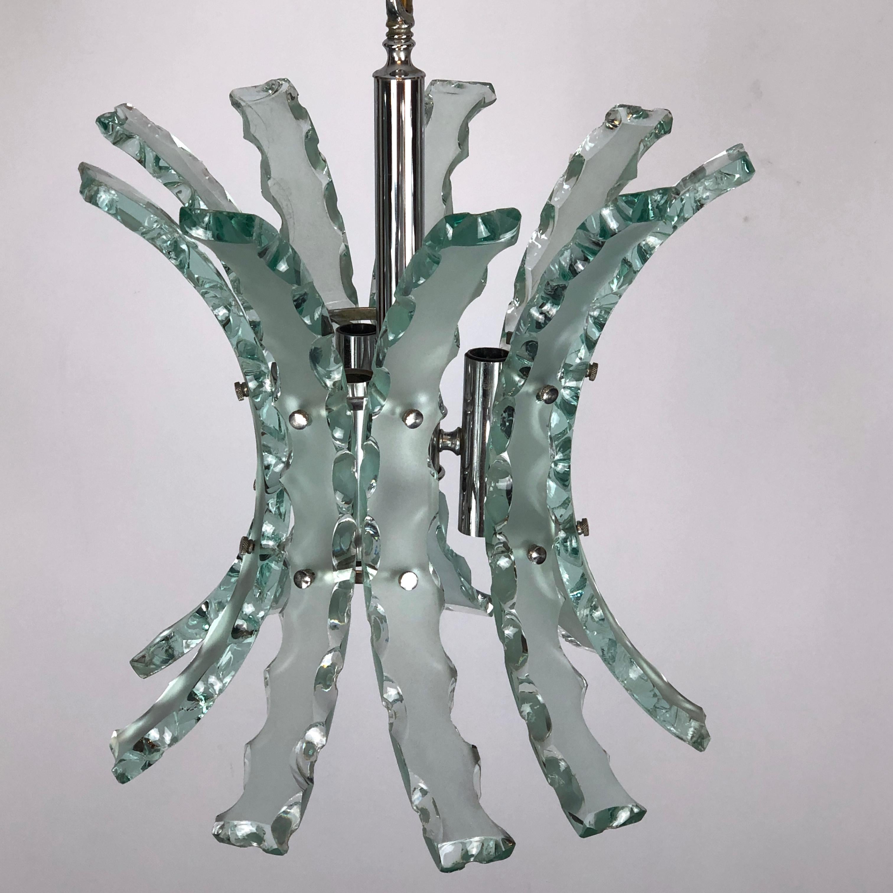 Mid-Century Italian Cut Glass Chandelier by Zero Quattro For Sale 5