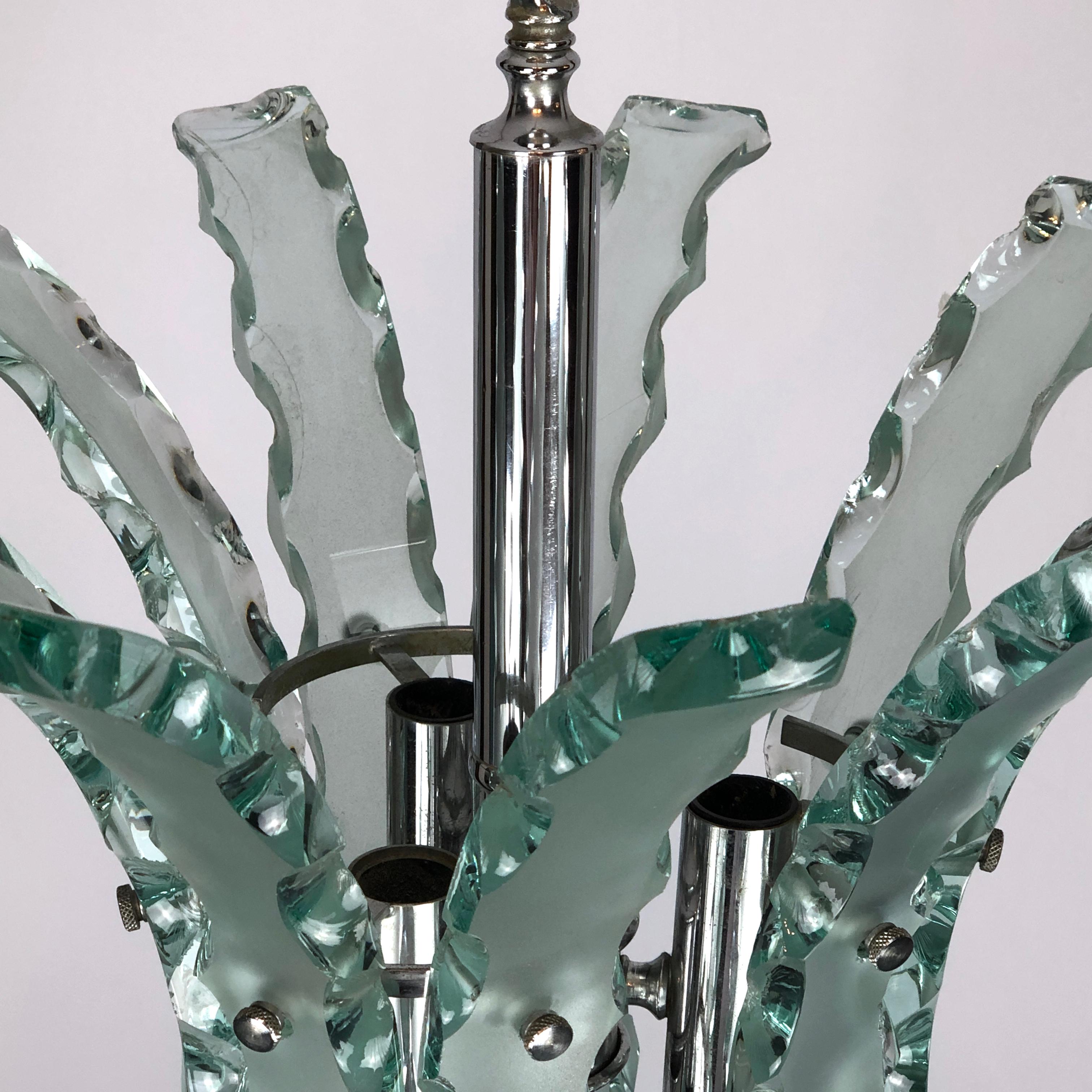 Mid-Century Italian Cut Glass Chandelier by Zero Quattro For Sale 6