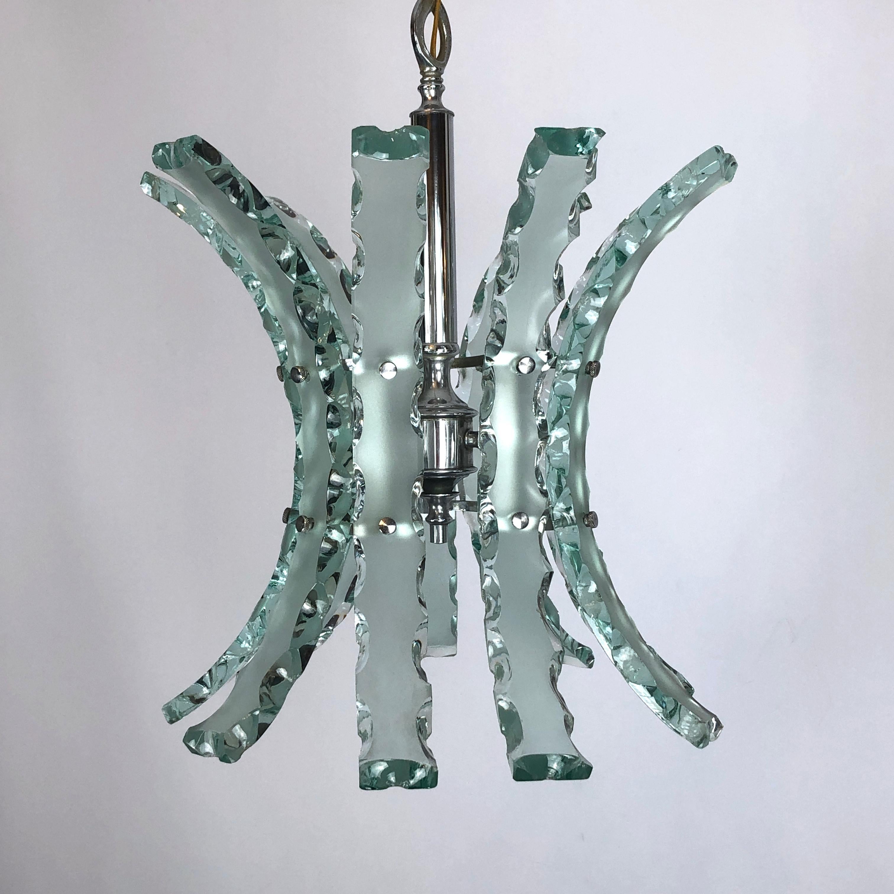 Mid-Century Italian Cut Glass Chandelier by Zero Quattro For Sale 1