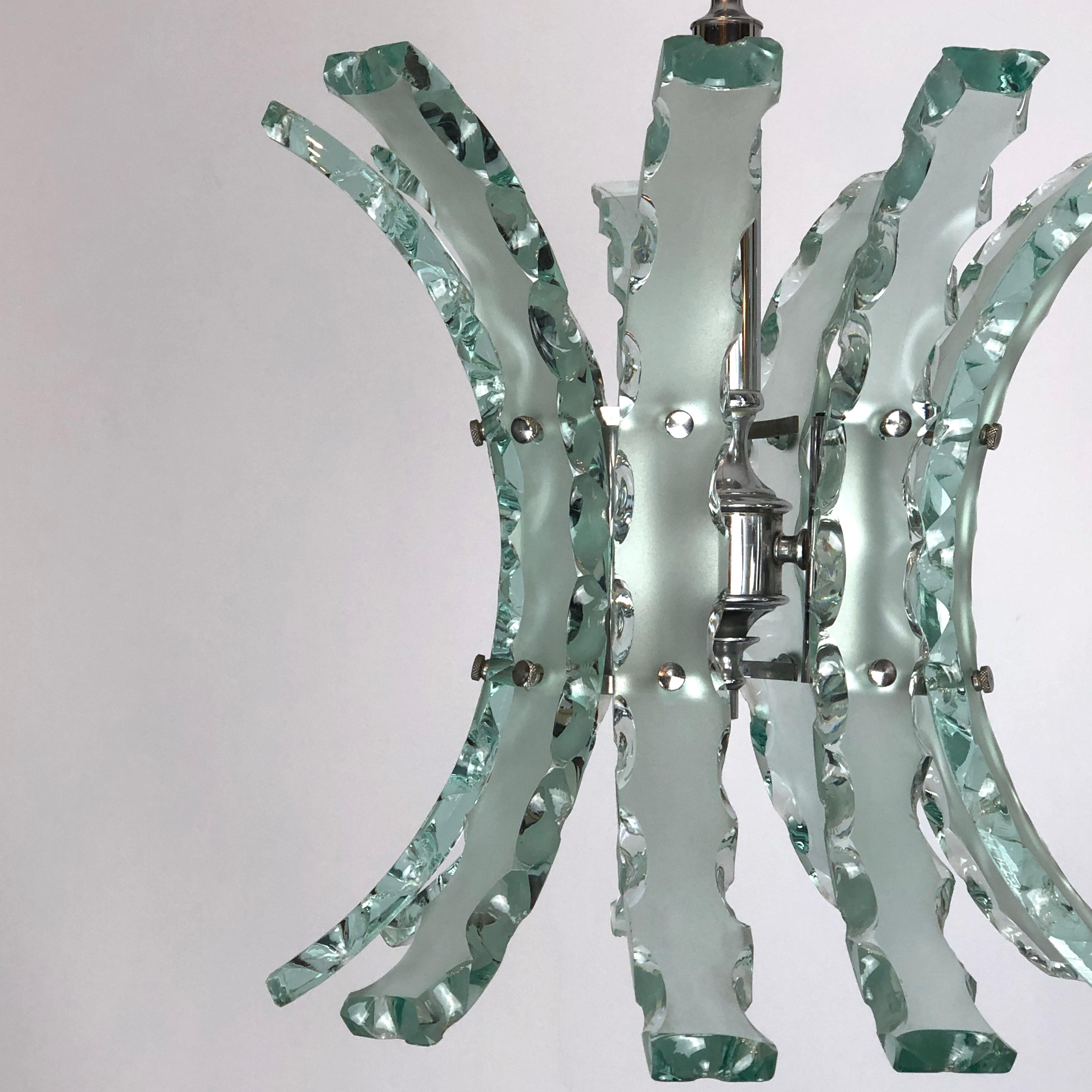 Mid-Century Italian Cut Glass Chandelier by Zero Quattro For Sale 2