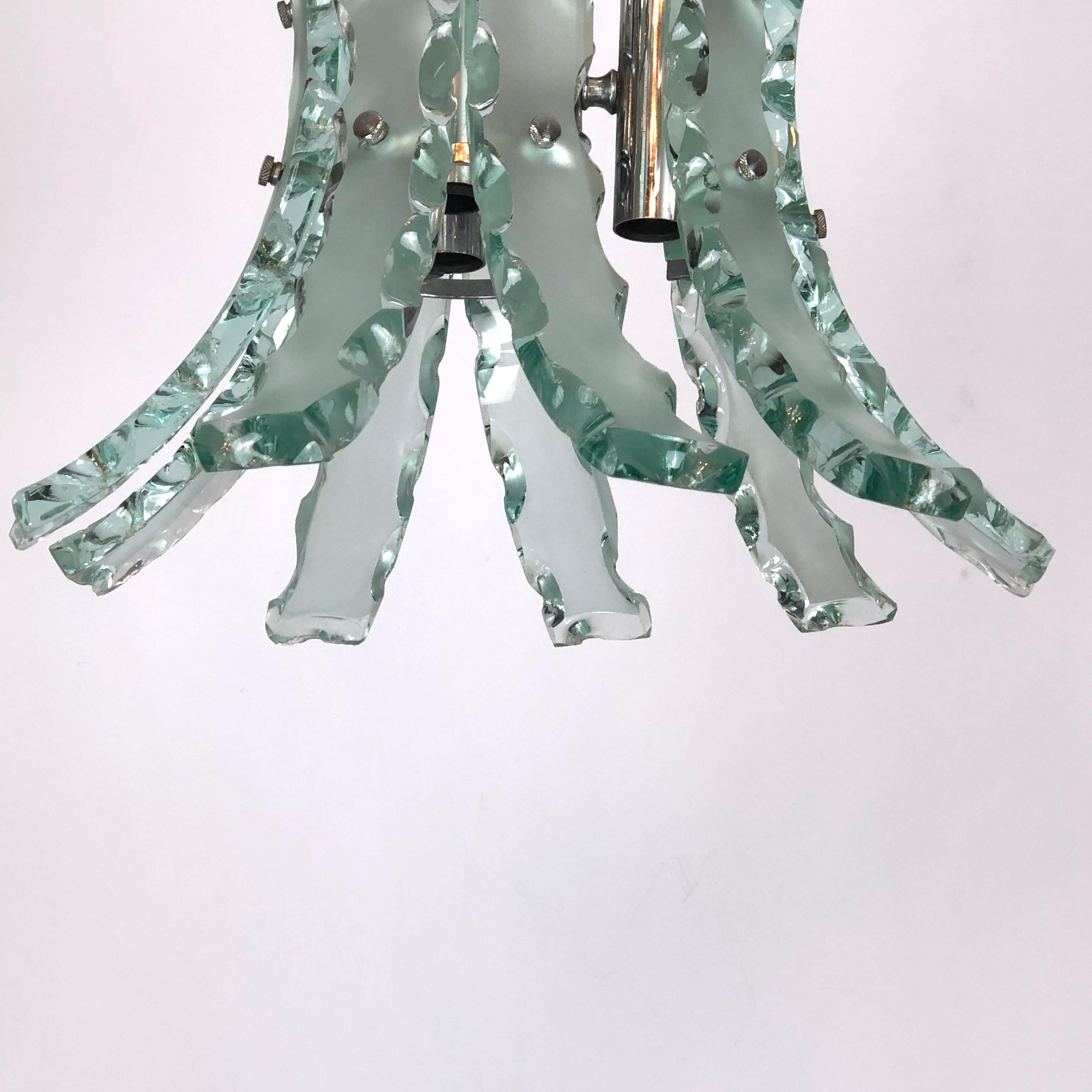 Mid-Century Italian Cut Glass Chandelier by Zero Quattro For Sale 3