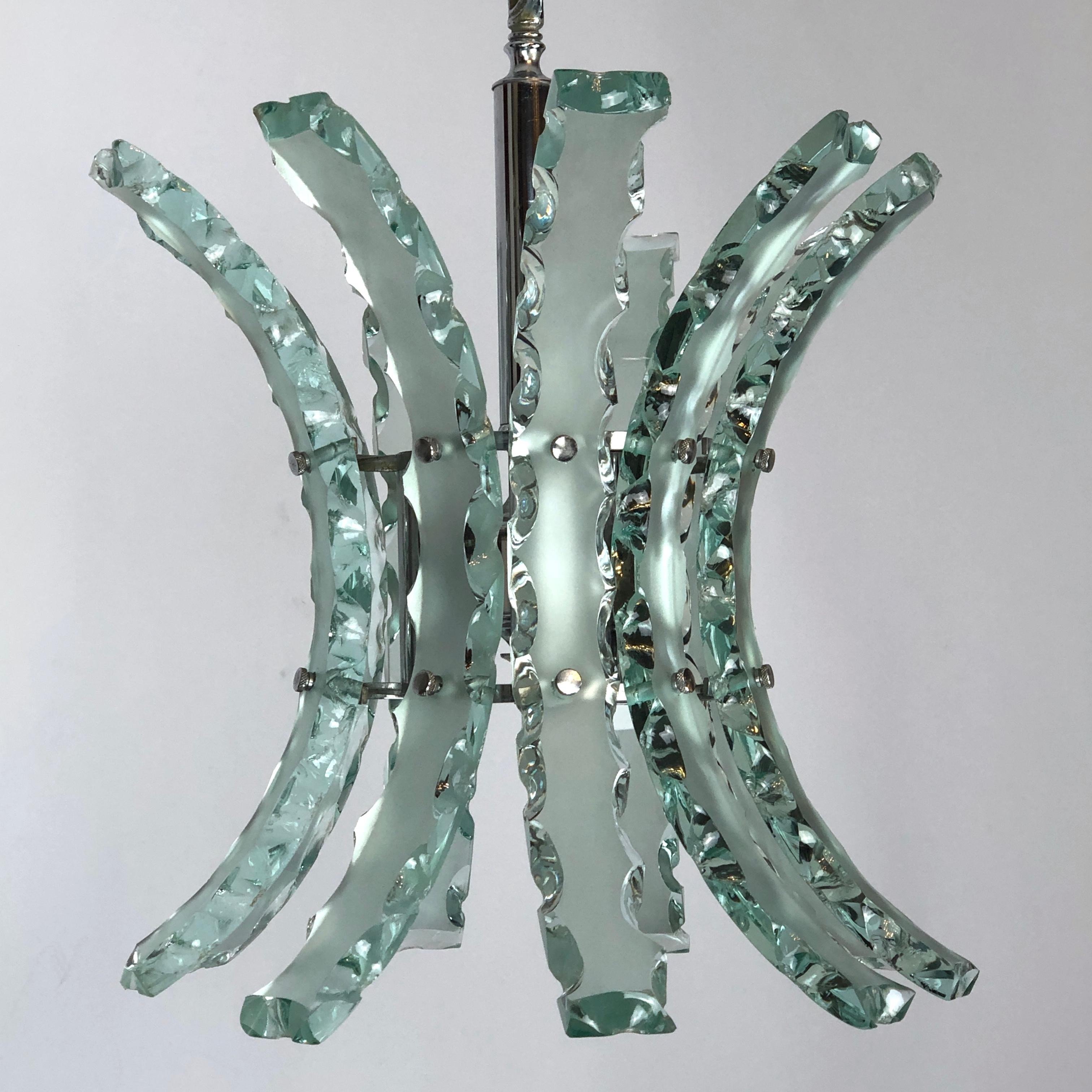 Mid-Century Italian Cut Glass Chandelier by Zero Quattro For Sale 4