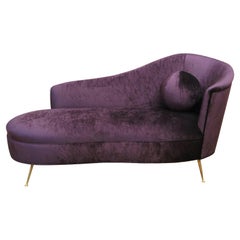 Mid-Century Italian Daybed Newly Reupholstered in Purple Velvet
