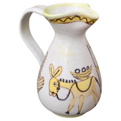 Vintage Mid-Century Italian Decorative Ceramic Pitcher by Guido Gambone (circa 1950s)