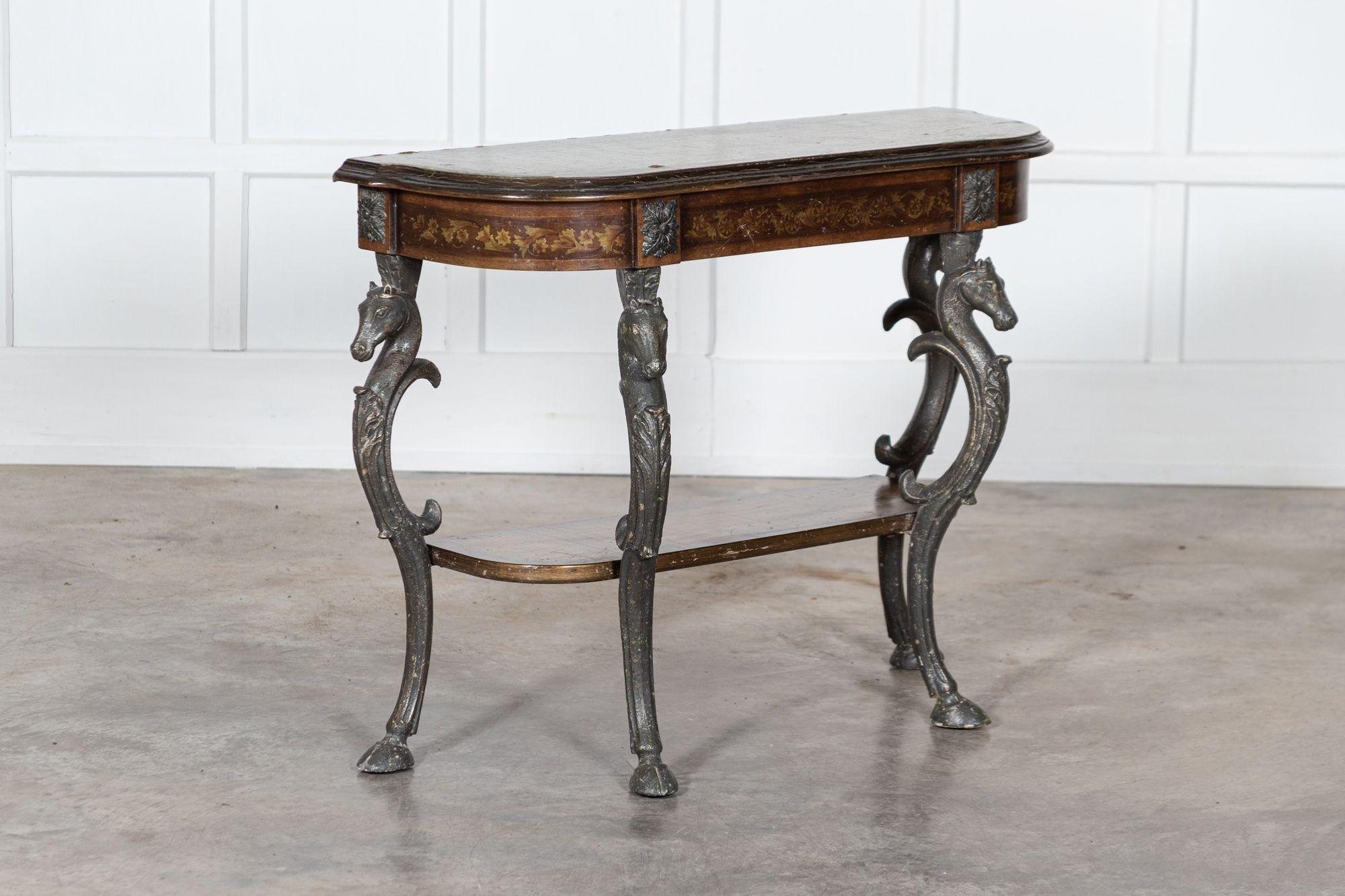 circa Mid-late 20th century
Midcentury Italian decorative console table
(Composite Legs)
sku 1388
Measures: W106 x D37 x H82 cm.