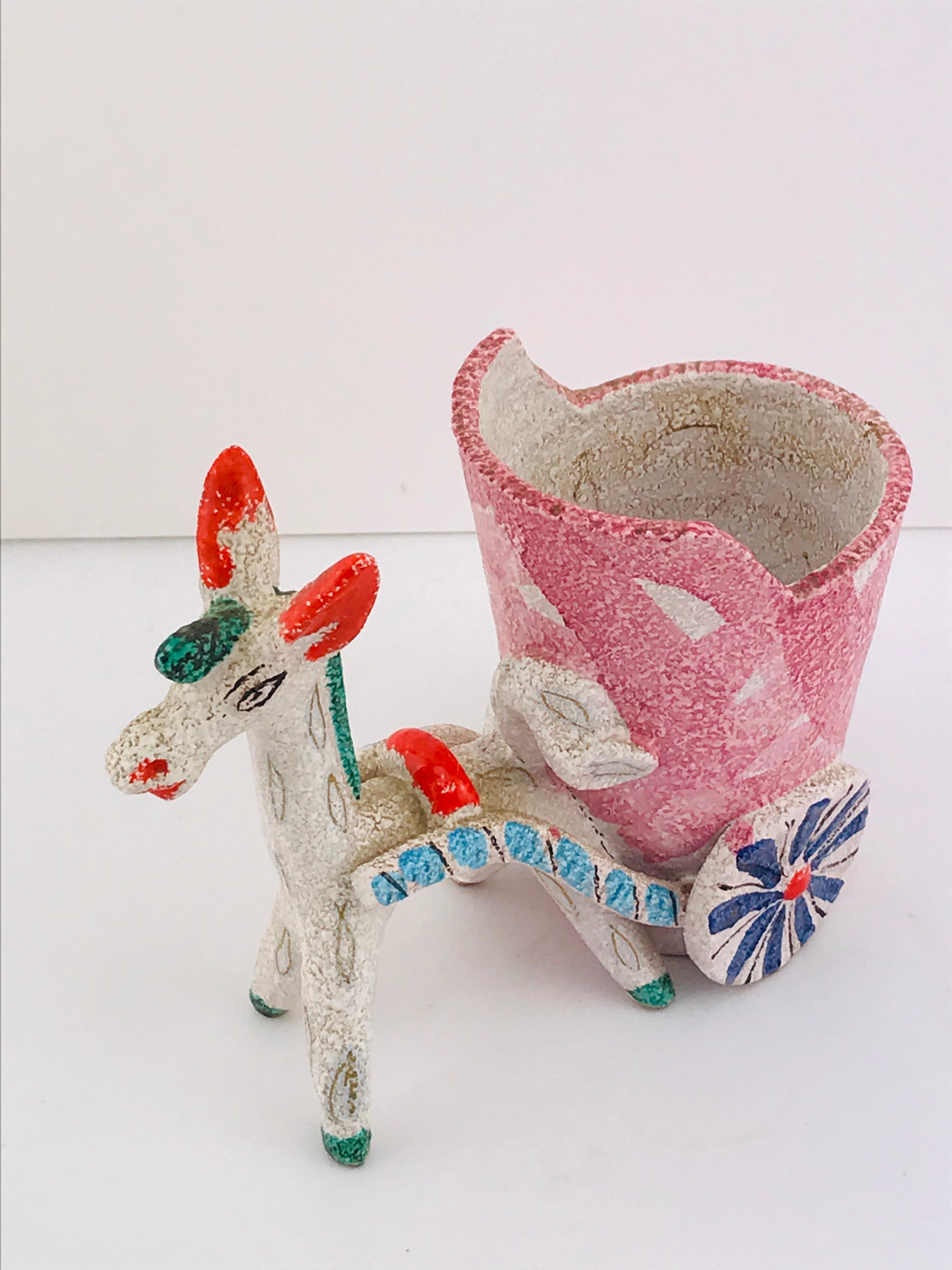 Mid-20th Century Midcentury Italian Deruta Donkey Ceramic, 1950s