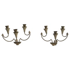 Pareja de candelabros Sputnik de 3 brazos de diseño italiano de mediados de siglo, años 50, Italia