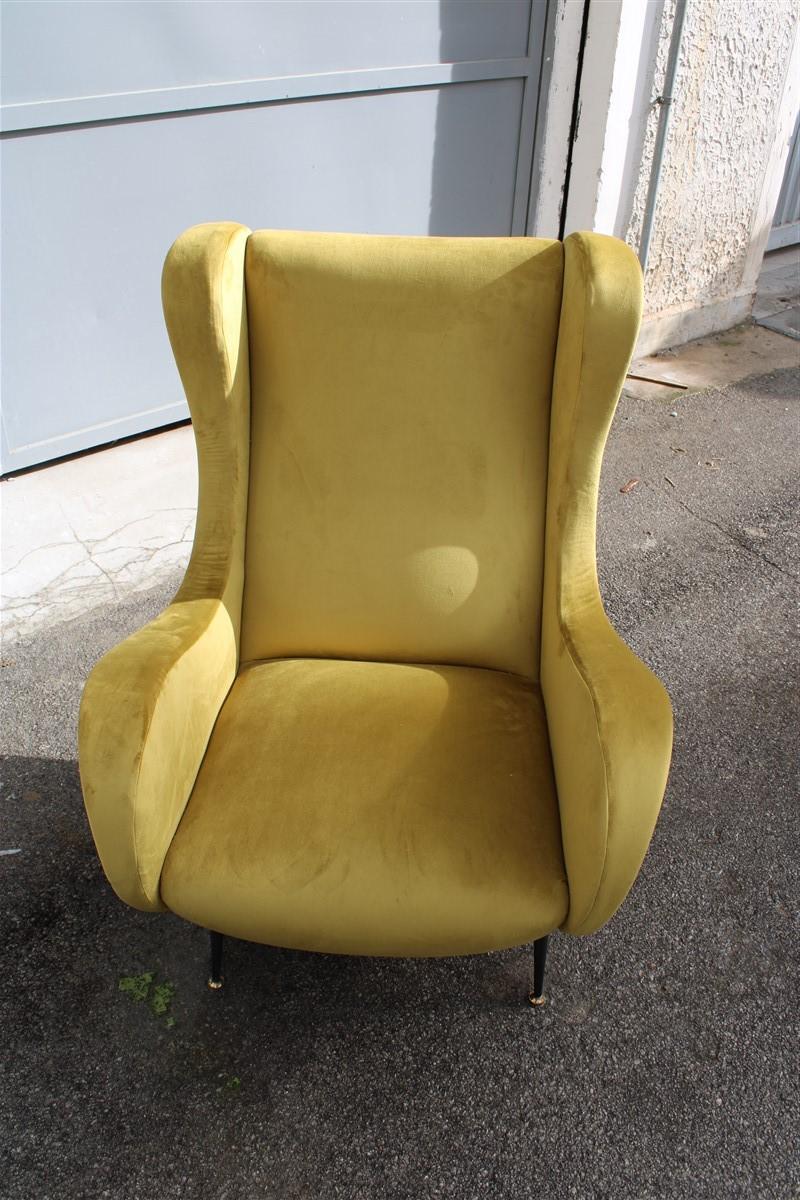 Mid-Century Italian Design Armchair Green Zanuso Style In Good Condition In Palermo, Sicily