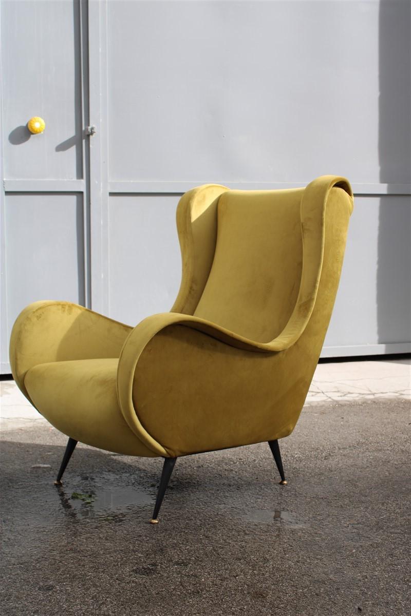 Mid-20th Century Mid-Century Italian Design Armchair Green Zanuso Style