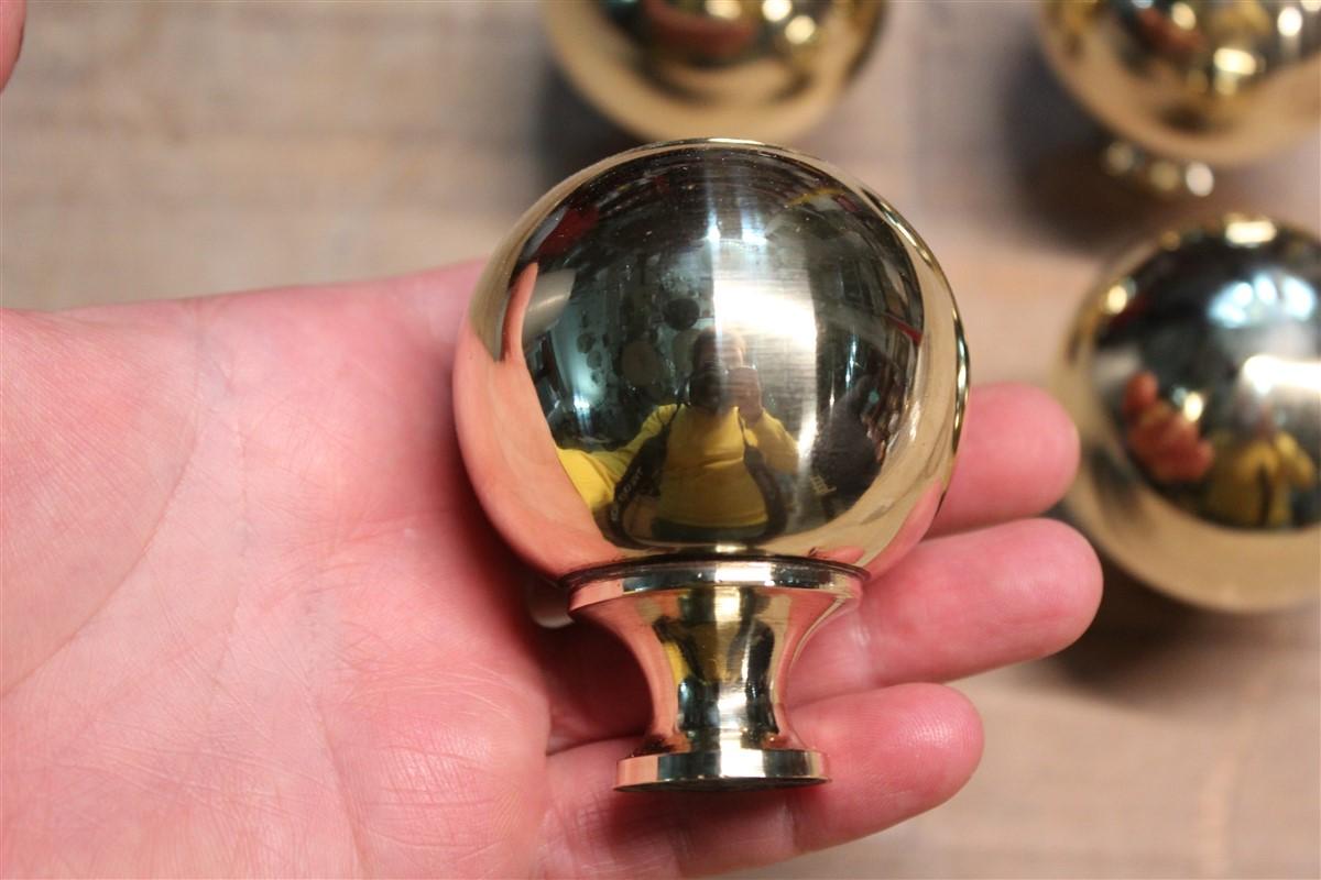 Midcentury Italian design ball handles in gold brass, 1950.