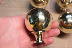 Midcentury Italian Design Ball Handles in Gold Brass, 1950