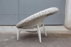 Midcentury Italian Design Bamboo Armchair White 1950 Curved