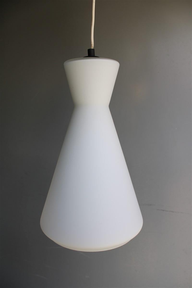 Mid-Century Italian Design Ceiling Lamp Stilnovo Glass and Brass 1950s Lantern For Sale 5