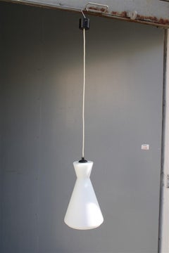 Mid-Century Italian Design Ceiling Lamp Stilnovo Glass and Brass 1950s Lantern