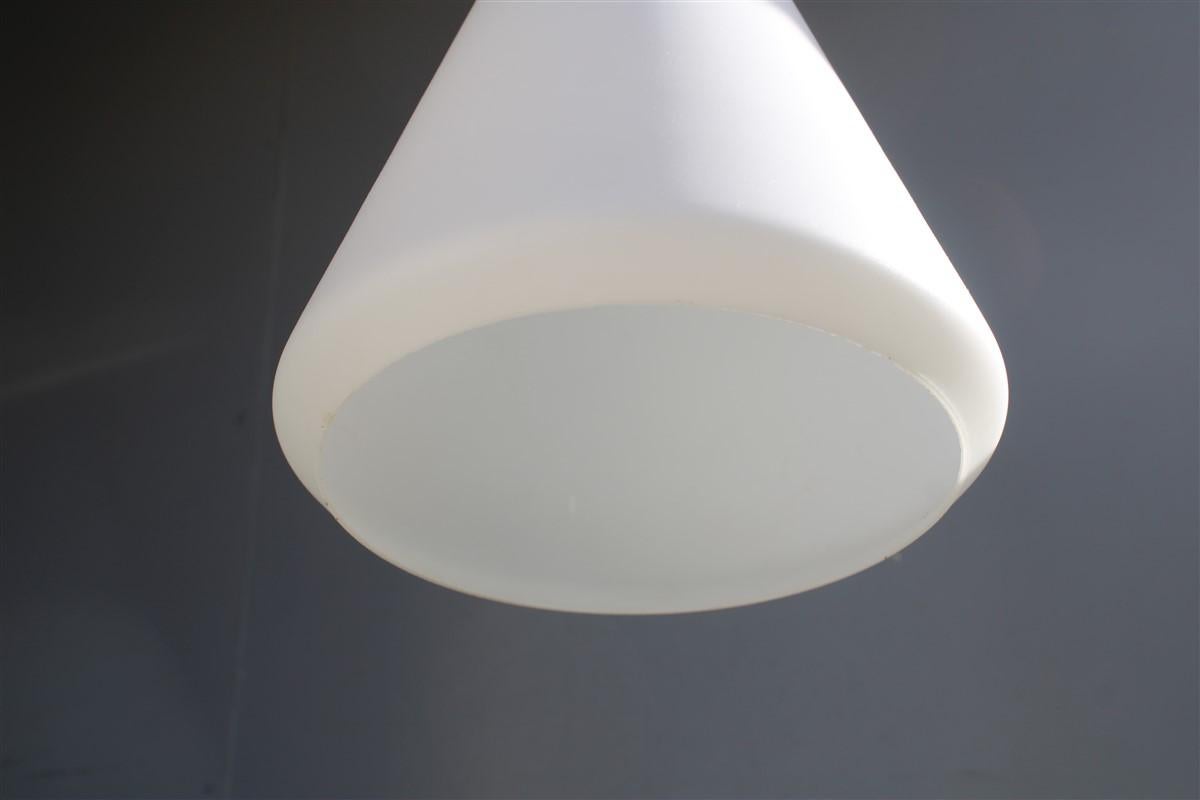 Mid-Century Italian Design Ceiling Lamp Stilnovo Glass and Brass 1950s Lantern For Sale 3