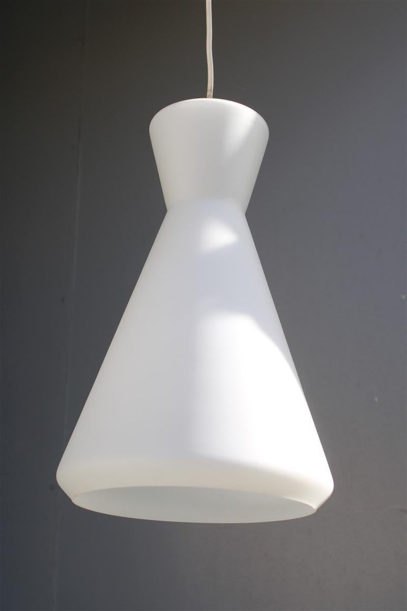 Mid-Century Italian Design Ceiling Lamp Stilnovo Glass and Brass 1950s Lantern For Sale 4