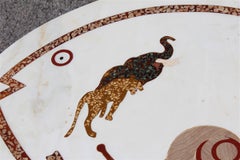 Midcentury Italian Design Coffee Table with Golden Brass Marble Inlaid Fish