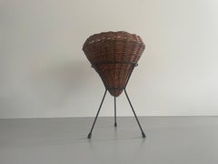Mid-century Italian Design Conic Tripod Wicker Basket, 1960s, Italy