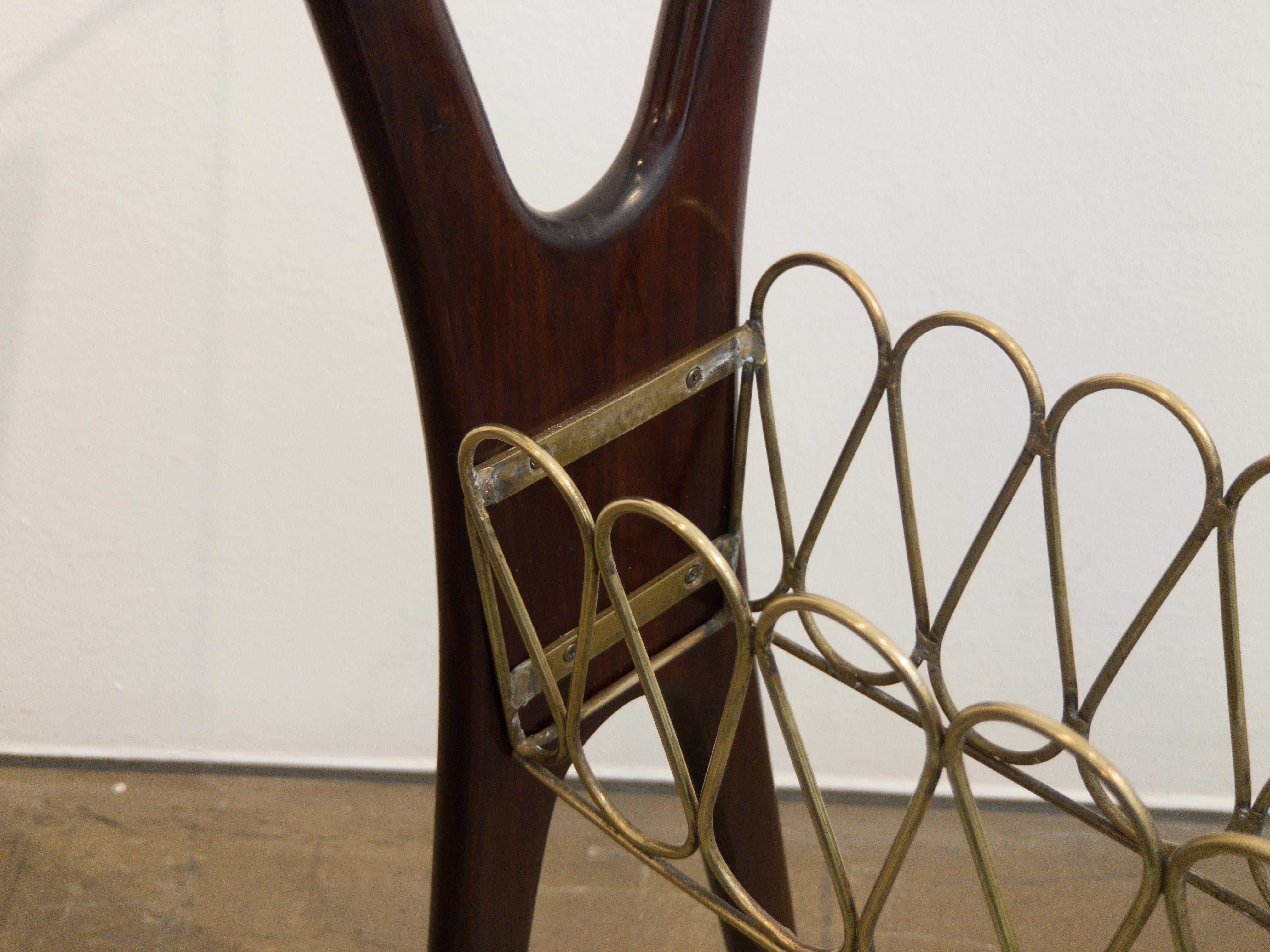 Glass Italian Mid-Century Design Console Table by Cesare Lacca made of Brass, 1950s