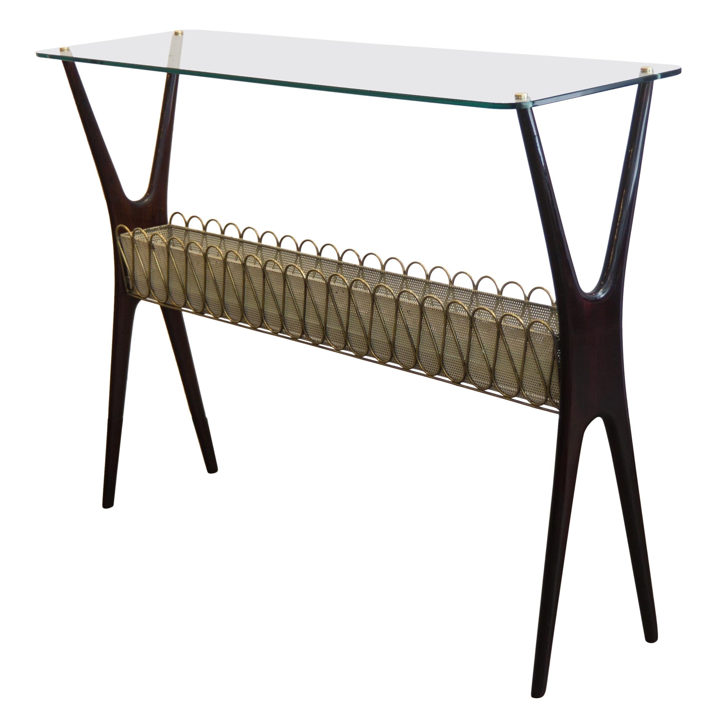 Italian Mid-Century Design Console Table by Cesare Lacca made of Brass, 1950s