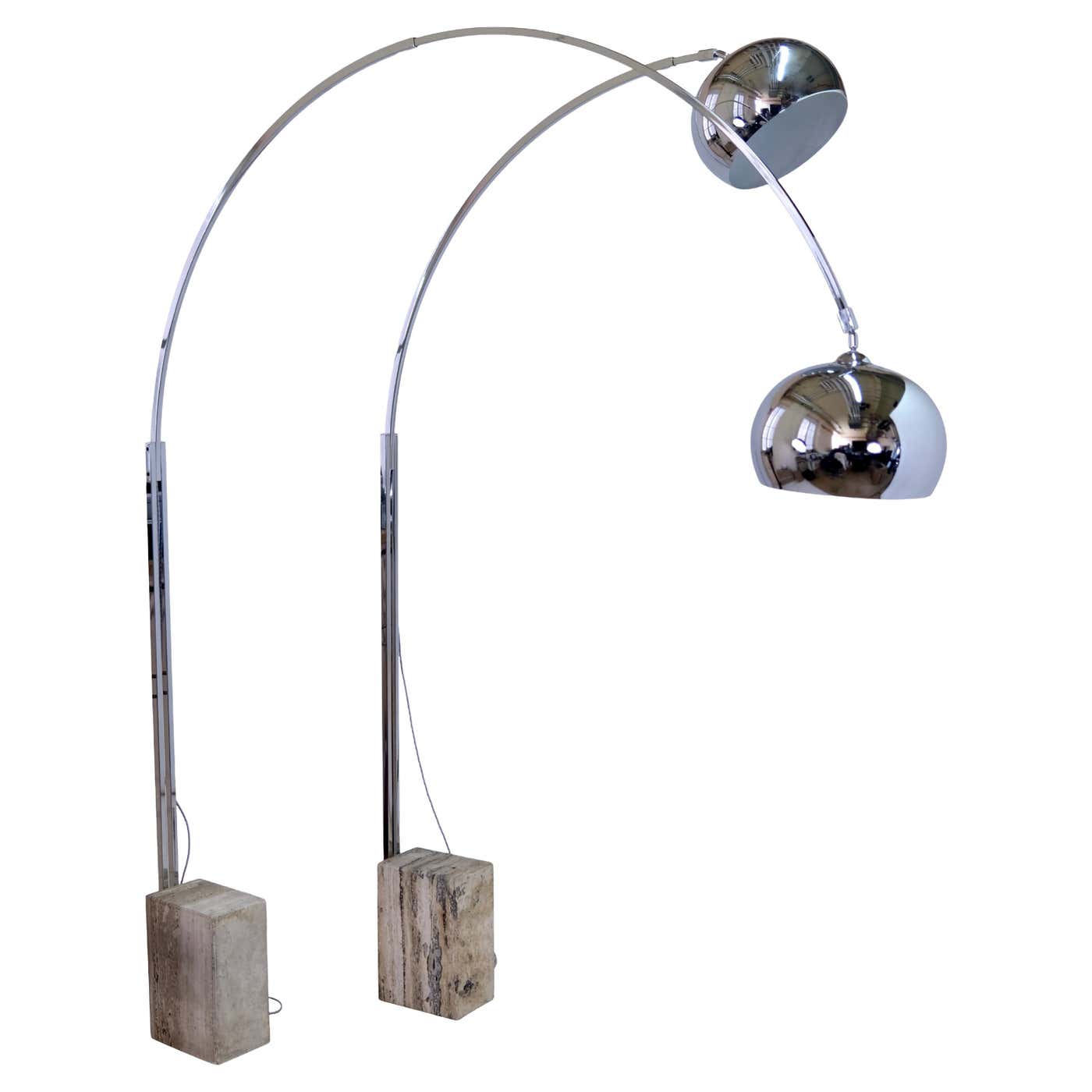 Mid Century Italian Design Floor Lamp in Chromed Brass on a Beige ...