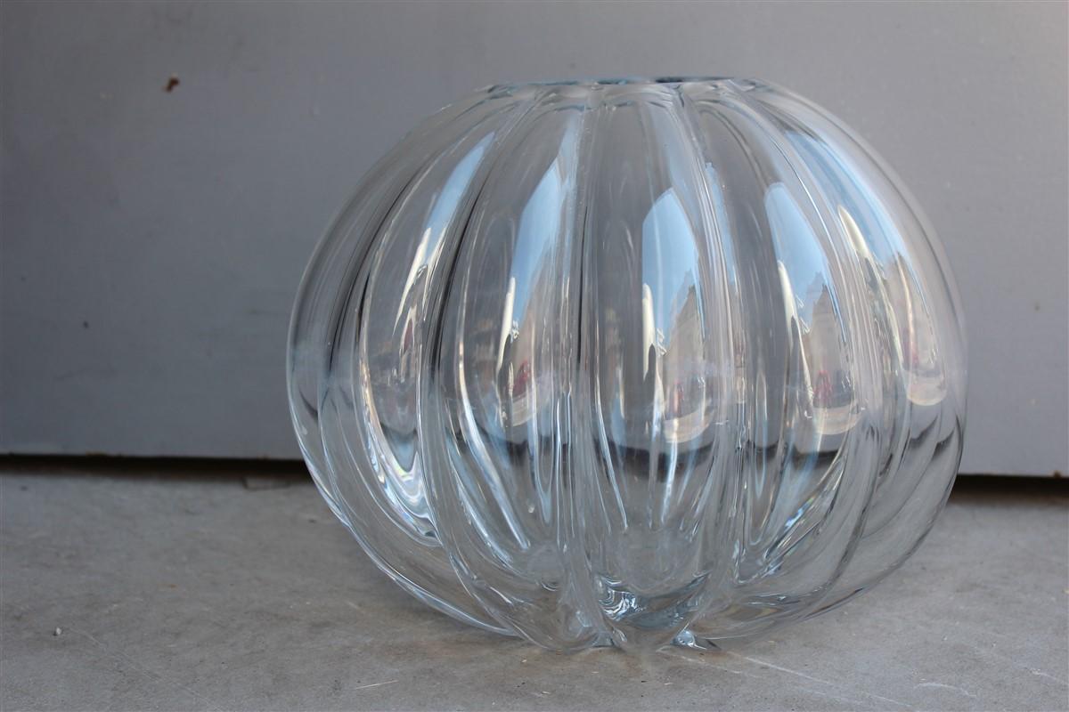 Mid-Century Modern Midcentury Italian Design Pumpkin-Shaped Murano Glass Vase Transparent