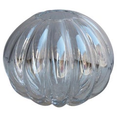 Midcentury Italian Design Pumpkin-Shaped Murano Glass Vase Transparent