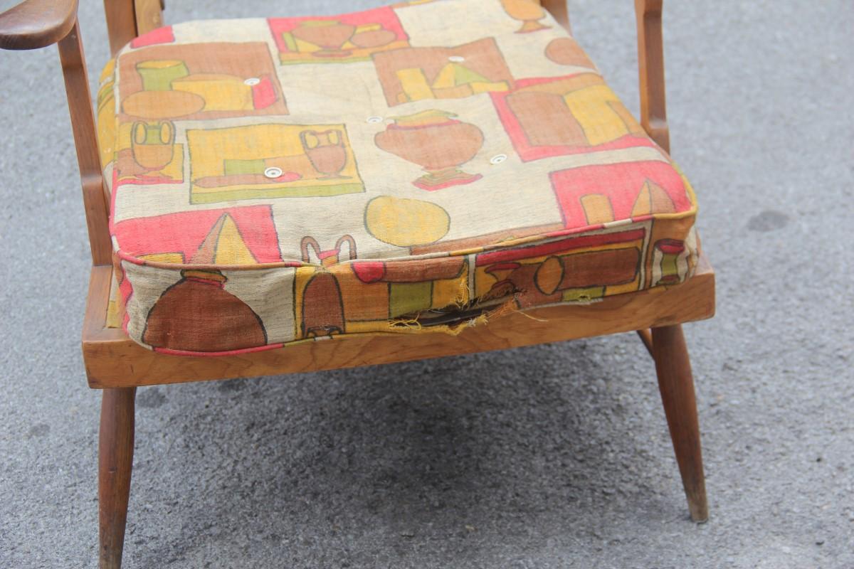 Fauteuil inclinable en châtaignier de conception italienne du milieu du siècle dernier en forme de Paolo Buffa, années 1950 en vente 2