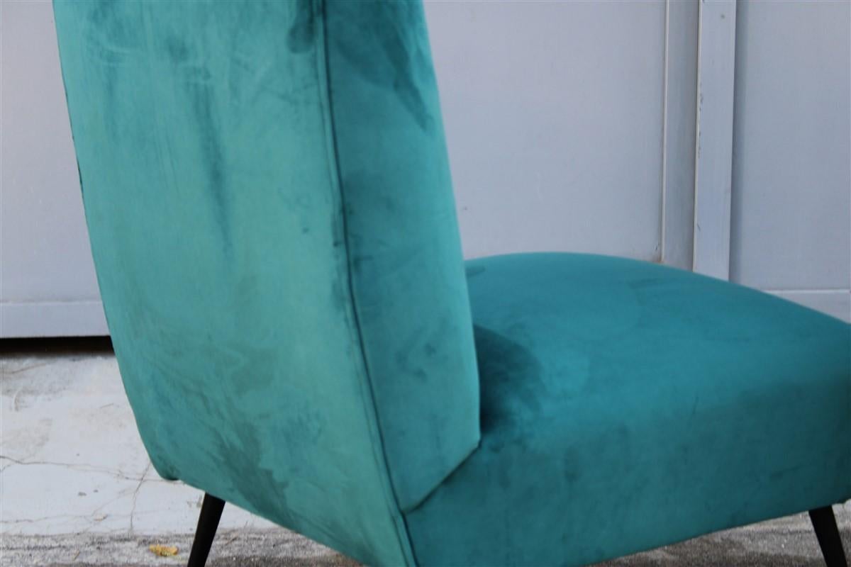 Midcentury Italian Design Small Chairs Gigi Radice for Minotti Green Velvet In Good Condition For Sale In Palermo, Sicily