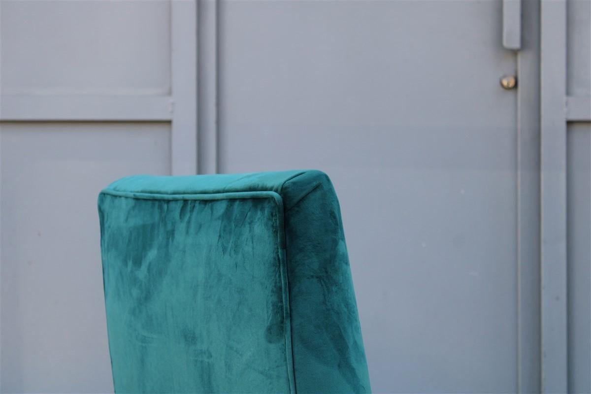 Mid-20th Century Midcentury Italian Design Small Chairs Gigi Radice for Minotti Green Velvet For Sale