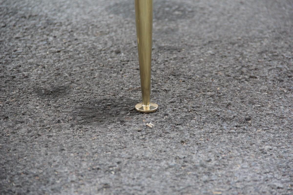Mid-20th Century Midcentury Italian Design Stools in Brass and Rectangular Seats Sheep, 1950s