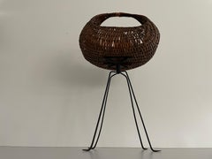 Mid-century Italian Design Wicker Floor Basket, 1960s, Italy