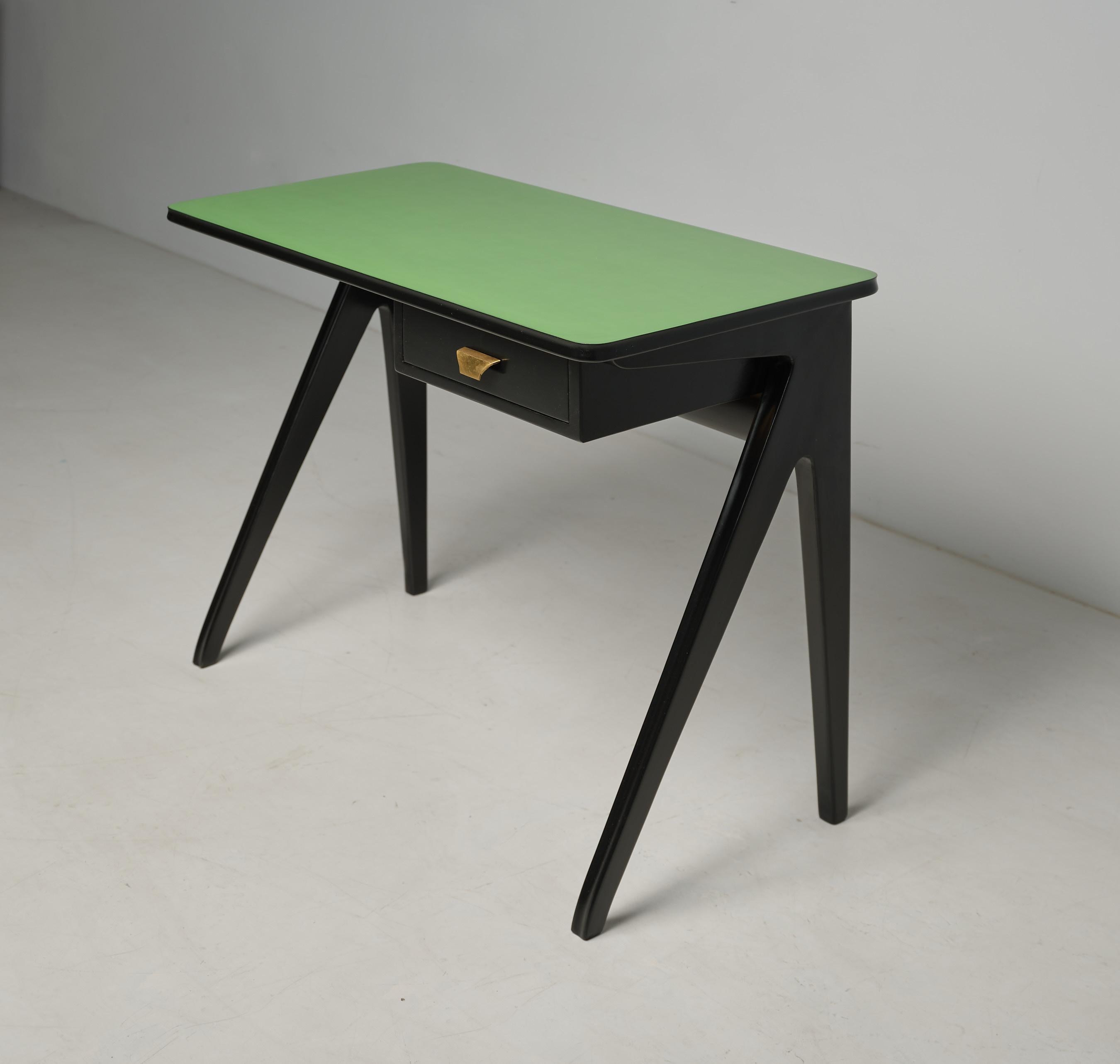 Brass Mid-Century Italian Desk, 1950s, Fully Restored with Shellac Finish For Sale
