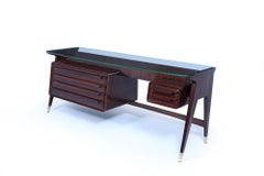 Escritorio italiano de mediados de siglo de Dassi en ébano de Macassar