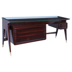 Mid century Italian Desk by Dassi in Macassar Ebony