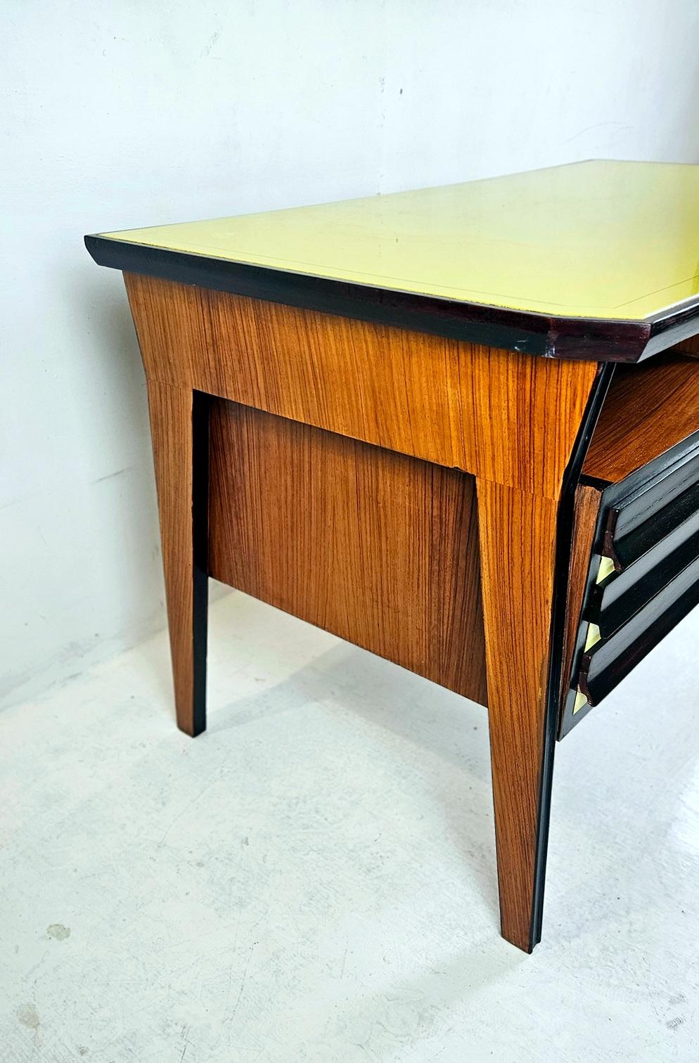 Glass Mid Century Italian Desk For Sale