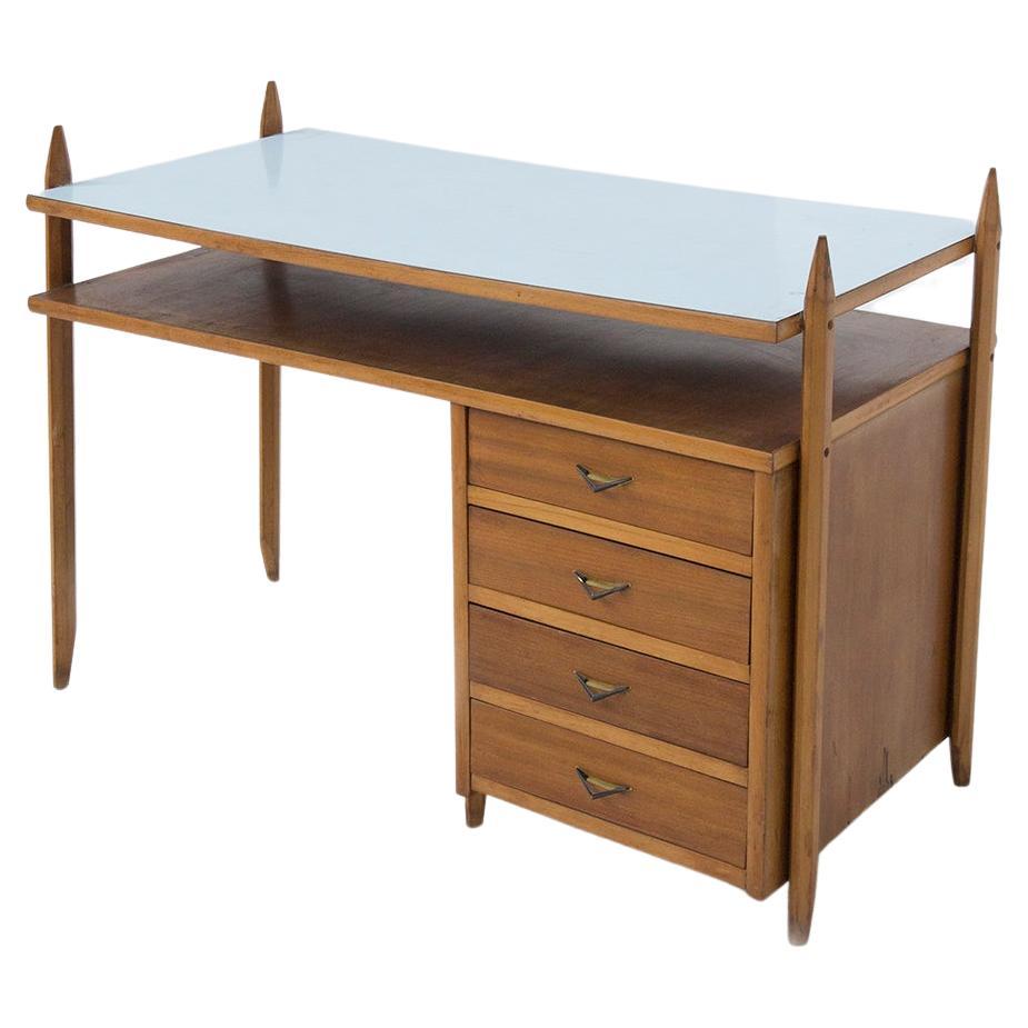 Mid-Century Italian Desk in Wood and Laminate For Sale