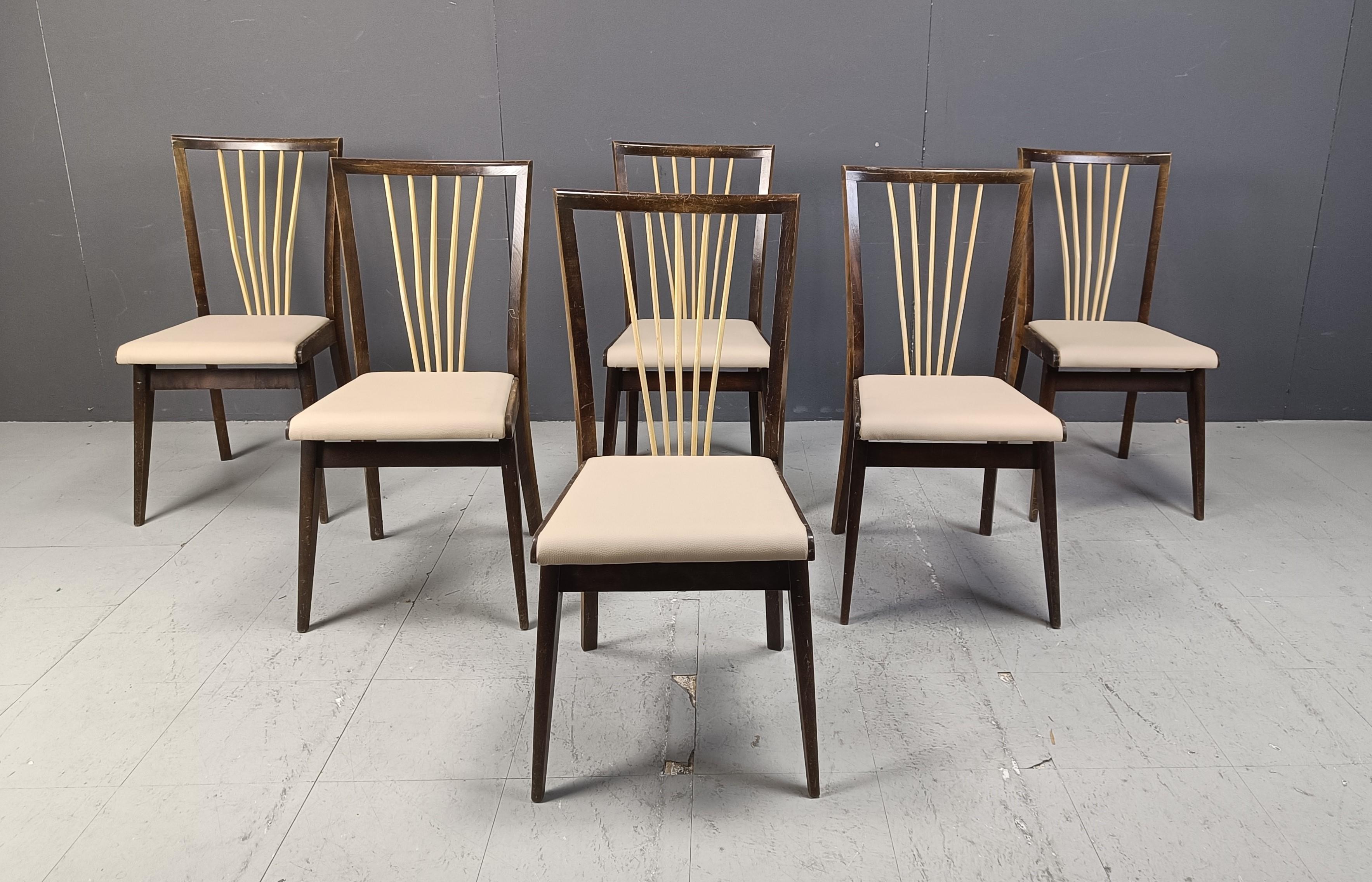 Italian Mid century italian dining chairs, 1950s For Sale