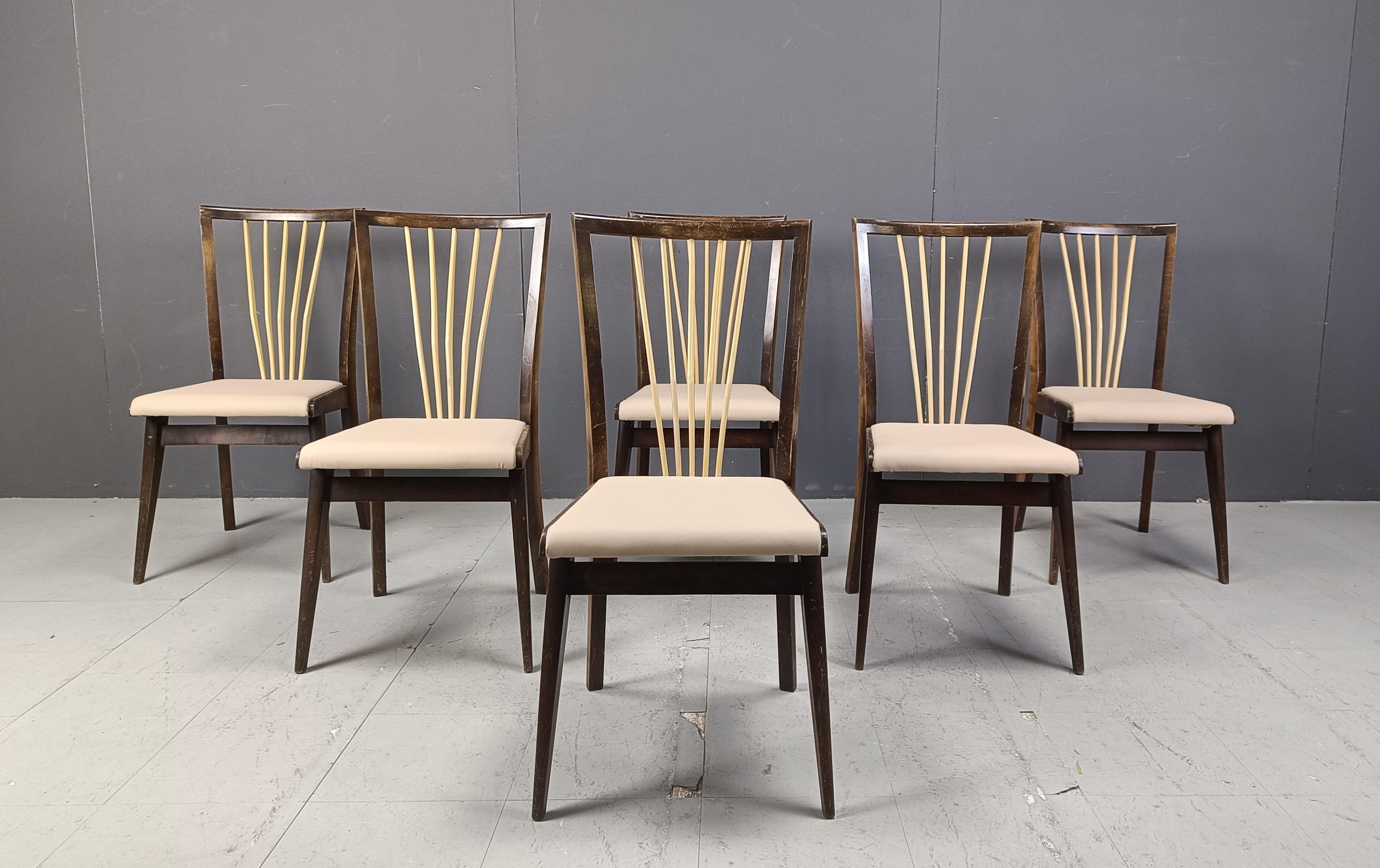 Mid century italian dining chairs, 1950s In Good Condition For Sale In Leuven, Vlaams Gewest