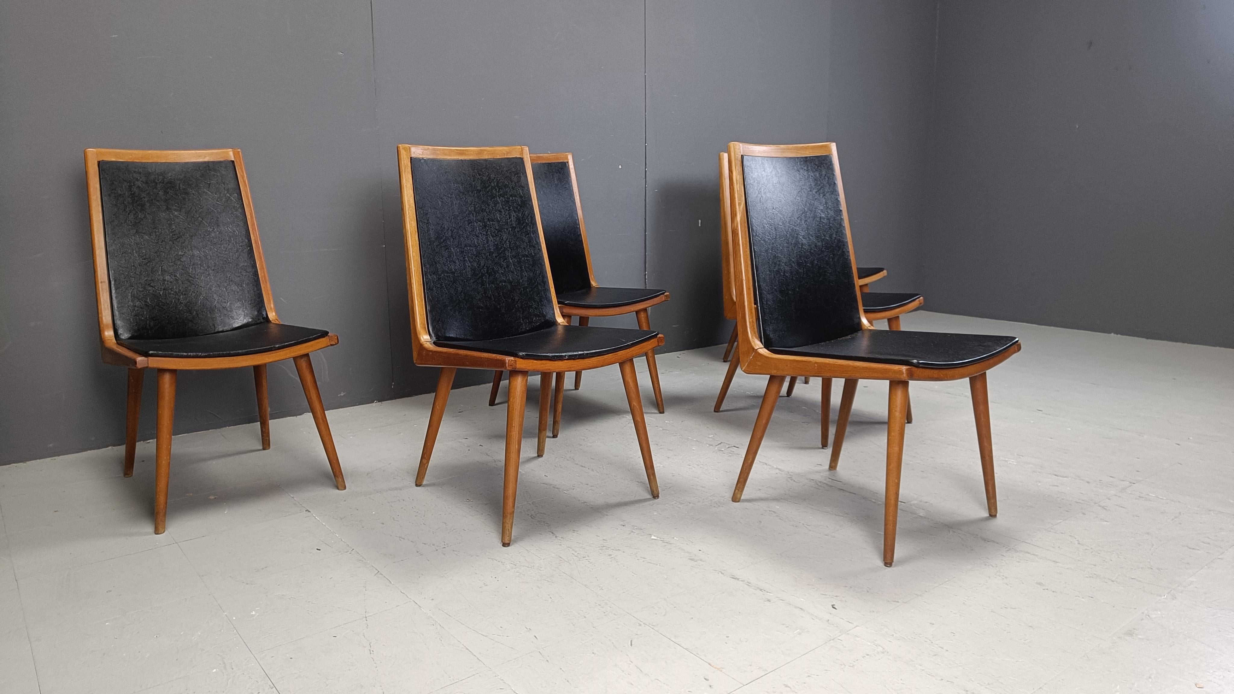 Faux Leather Mid century italian dining chairs, 1950s For Sale